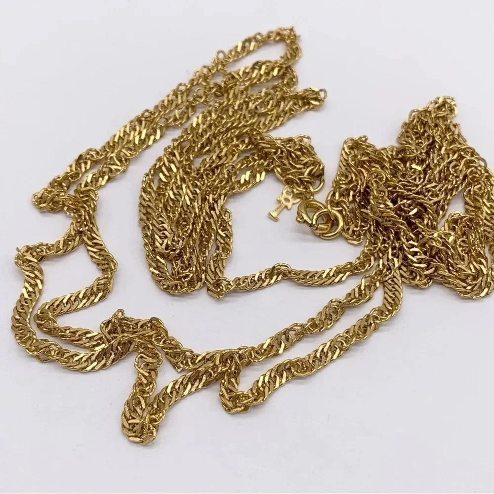 Trifari Crown Trifari Vintage 3-Strand Gold Chain Necklace